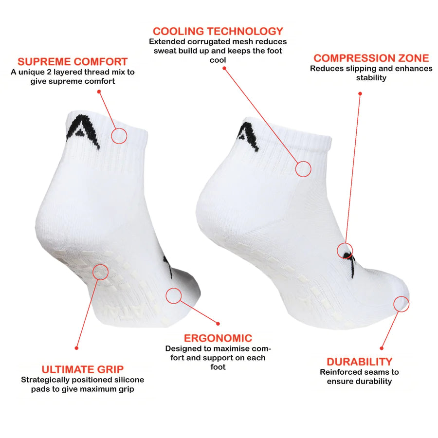 ATAK Gripzlite Pro Quarter Socks White