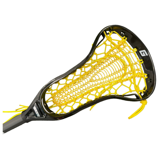 Custom Strung Gait Apex Complete Women's Lacrosse Stick with Armor Mesh Valkyrie Pocket Black/Yellow