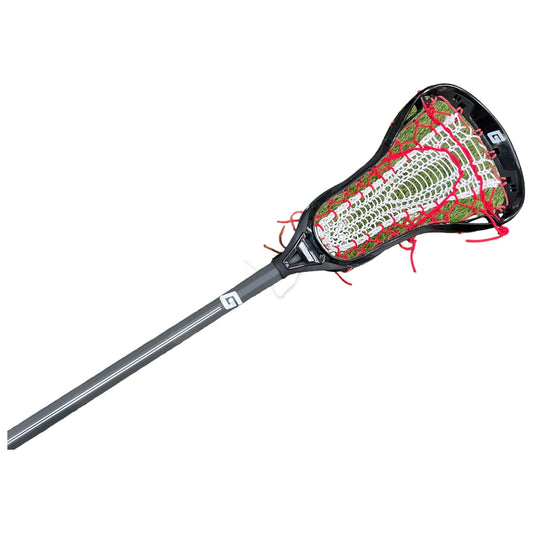 Custom Strung Gait Apex Complete Women's Lacrosse Stick with Armor Mesh Valkyrie Pocket Black/Red