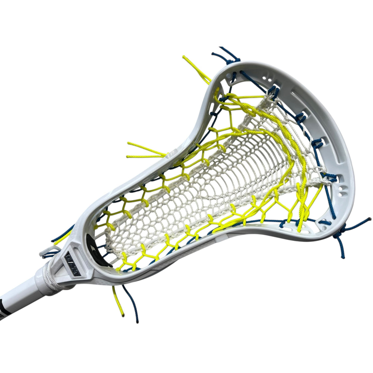 Custom Gait Apex 2 Women's Lacrosse Stick with Valkyrie Pocket White/Neon Yellow/Blue