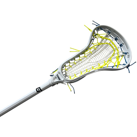 Custom Gait Apex 2 Women's Lacrosse Stick with Valkyrie Pocket White/Neon Yellow/Blue
