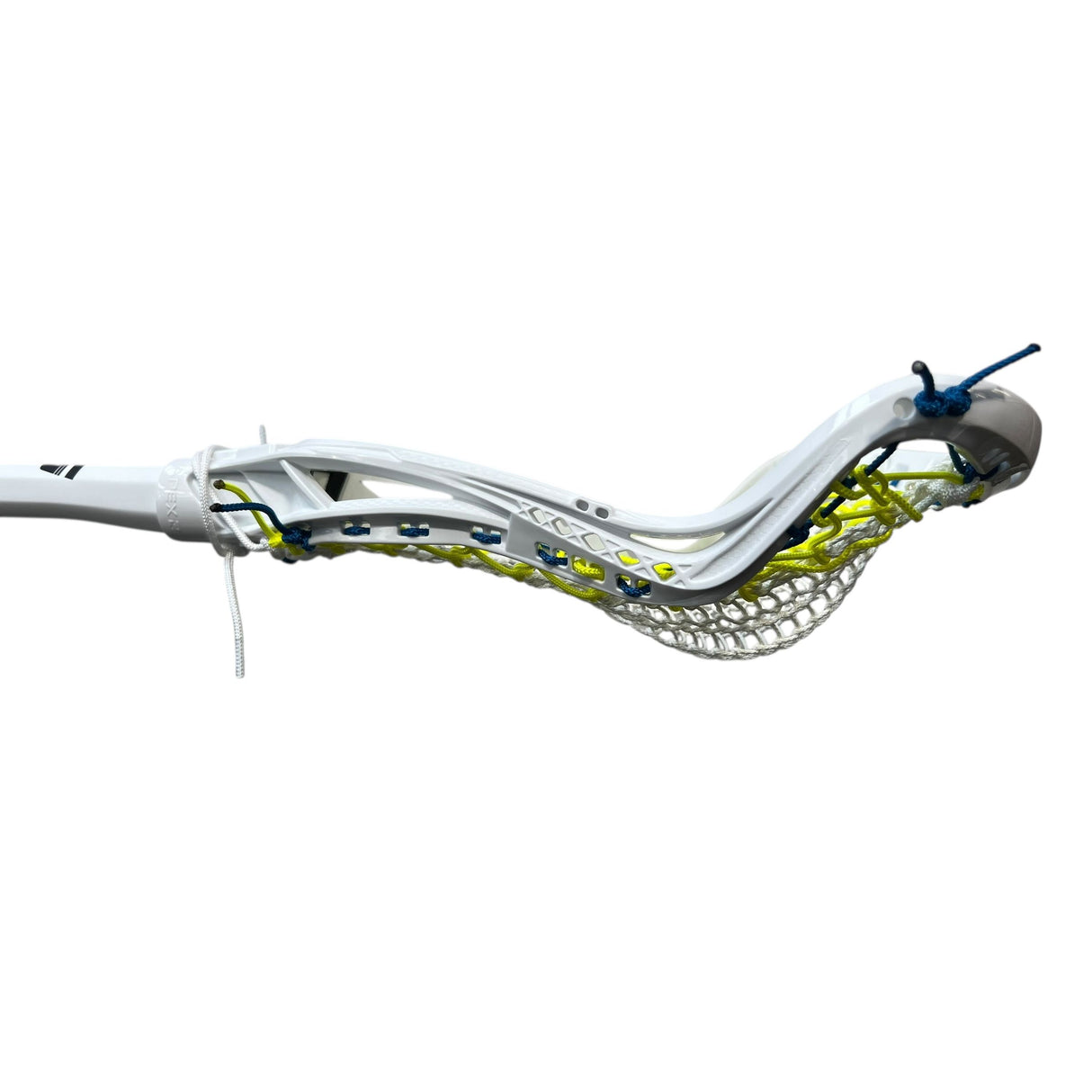 Custom Gait Apex 2 Women's Lacrosse Stick with Valkyrie Pocket White/Neon Yellow/Blue
