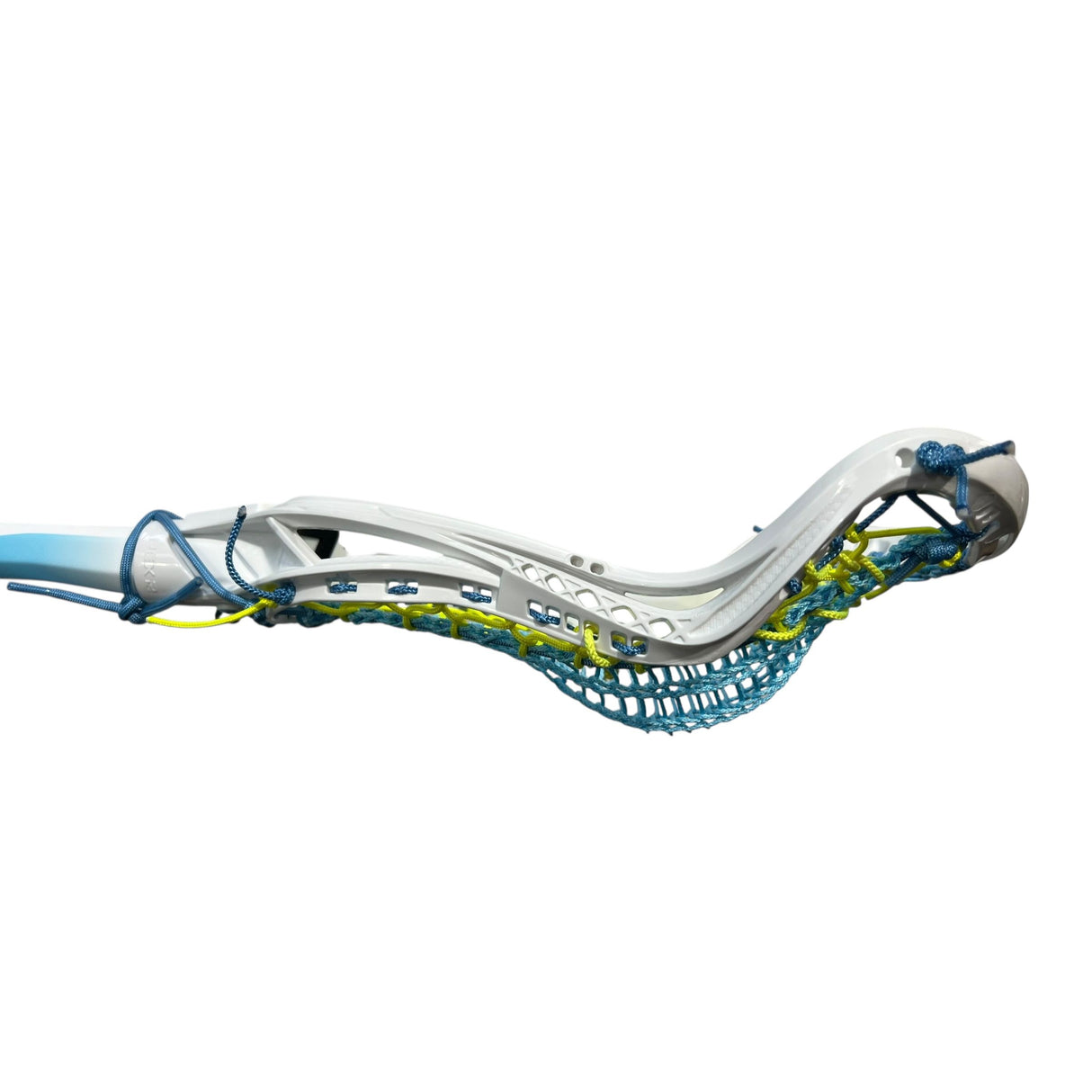 Custom Gait Apex 2 Women's Lacrosse Stick with Valkyrie Pocket White/Neon Yellow/Blue
