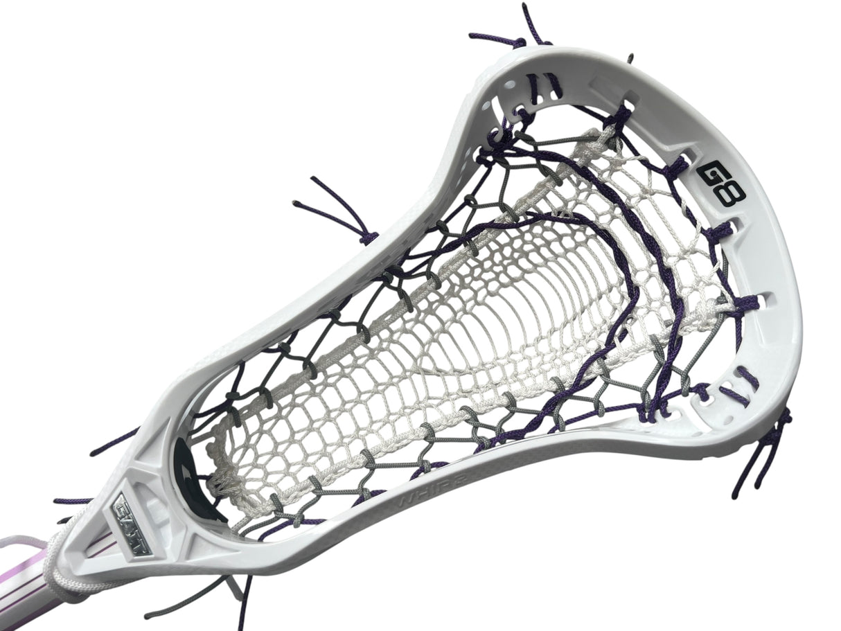 Gait Whip 2 Complete Women's Lacrosse Stick with Armour Mesh Valkyrie Pocket White/Grey/Purple