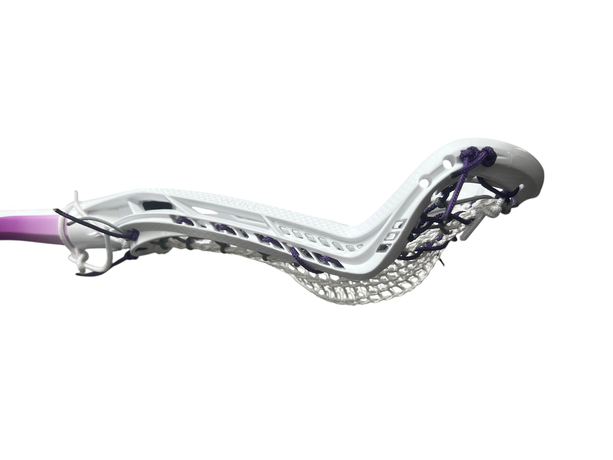 Gait Whip 2 Complete Women's Lacrosse Stick with Armour Mesh Valkyrie Pocket White/Grey/Purple
