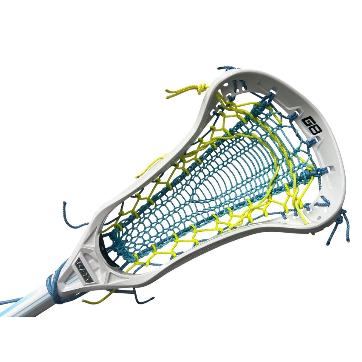 Gait Whip 2 Complete Women's Lacrosse Stick with Armour Mesh Valkyrie Pocket White/Neon Yellow/Blue