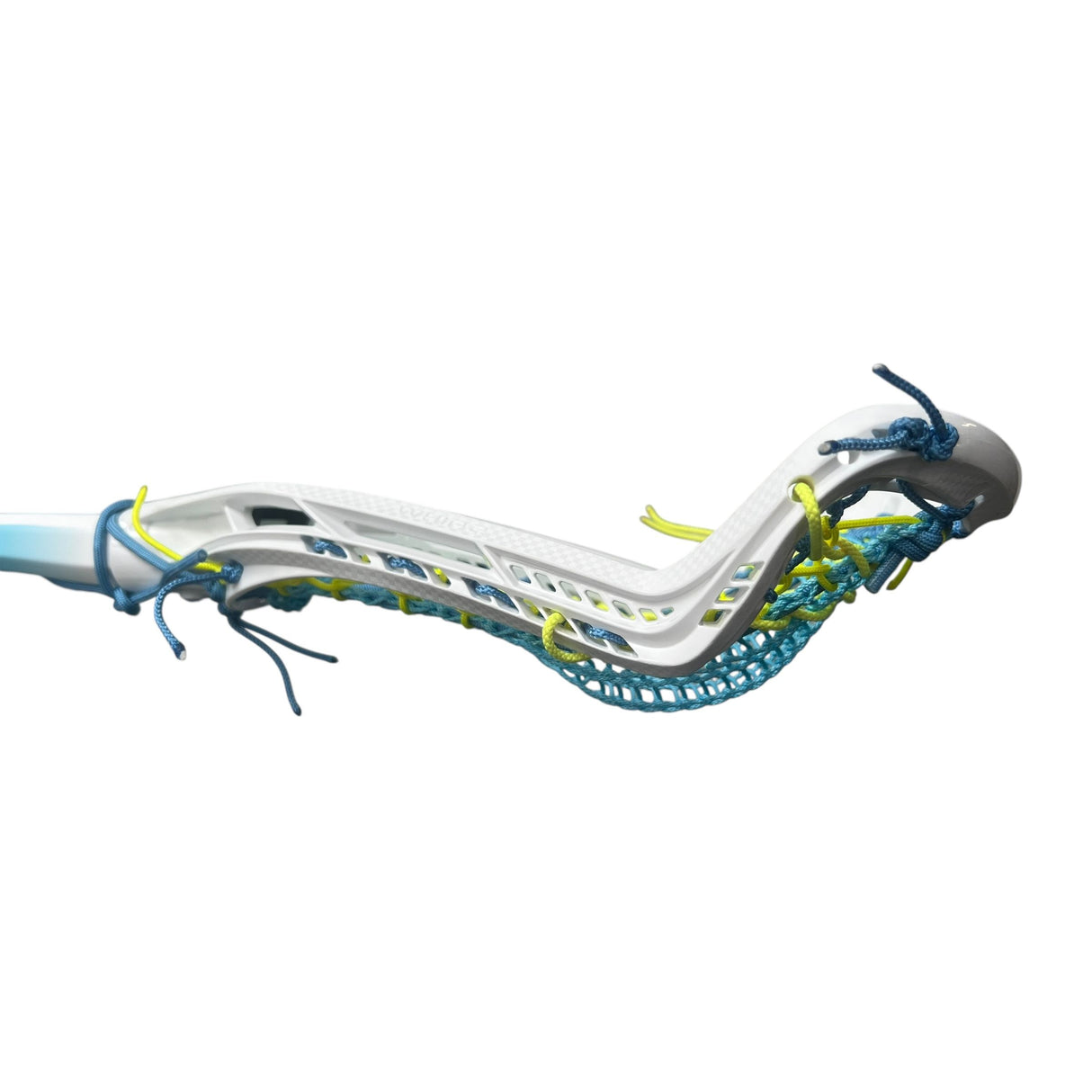 Gait Whip 2 Complete Women's Lacrosse Stick with Armour Mesh Valkyrie Pocket White/Neon Yellow/Blue
