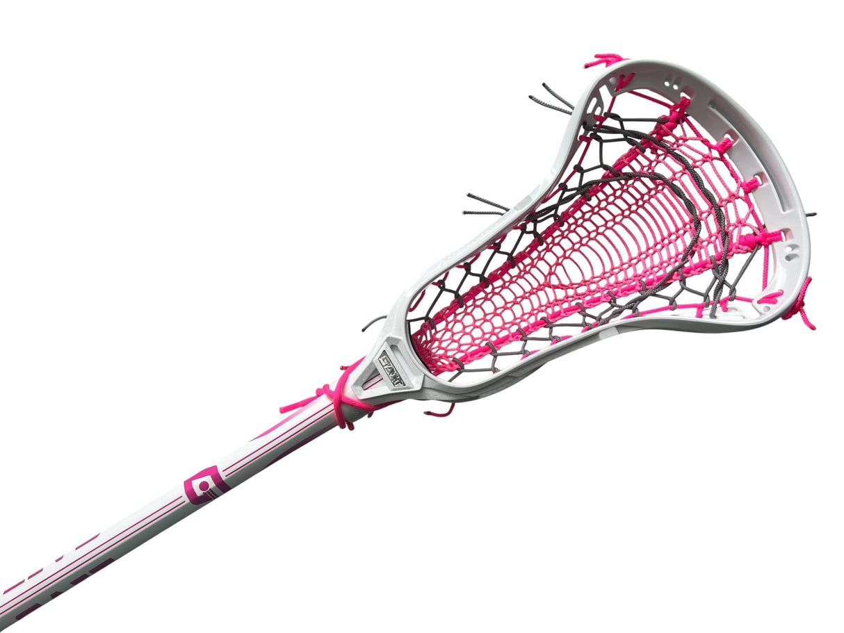 Custom Gait Apex 2 Women's Lacrosse Stick with Valkyrie Pocket White/Grey/Neon Pink