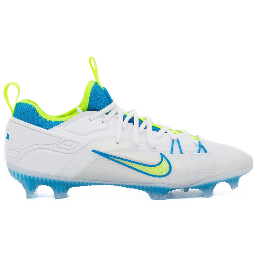 Nike Huarache 9 Elite Low Lacrosse Cleats White/Vivid Blue/Volt