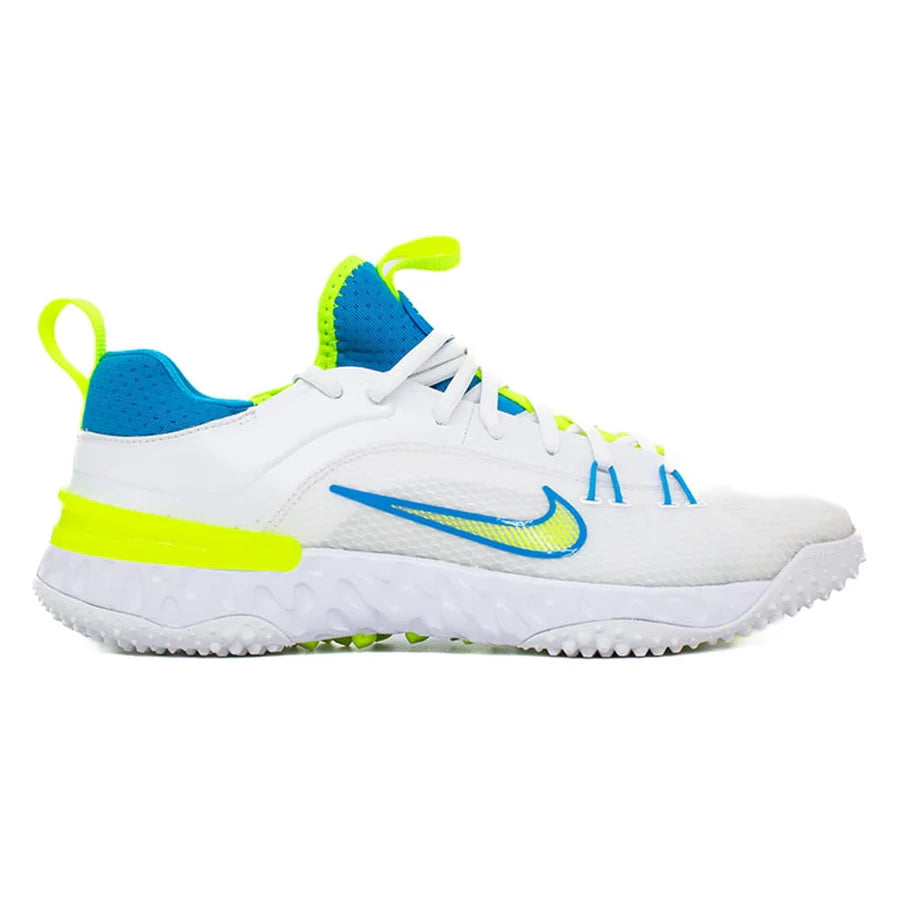 Nike Huarache 9 Elite Turf Lacrosse Cleats White/Vivid Blue/Volt