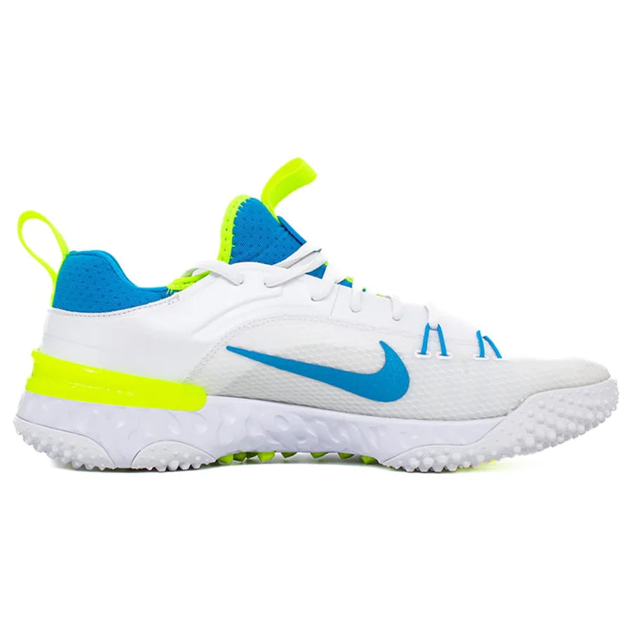 Nike Huarache 9 Elite Turf Lacrosse Cleats White/Vivid Blue/Volt