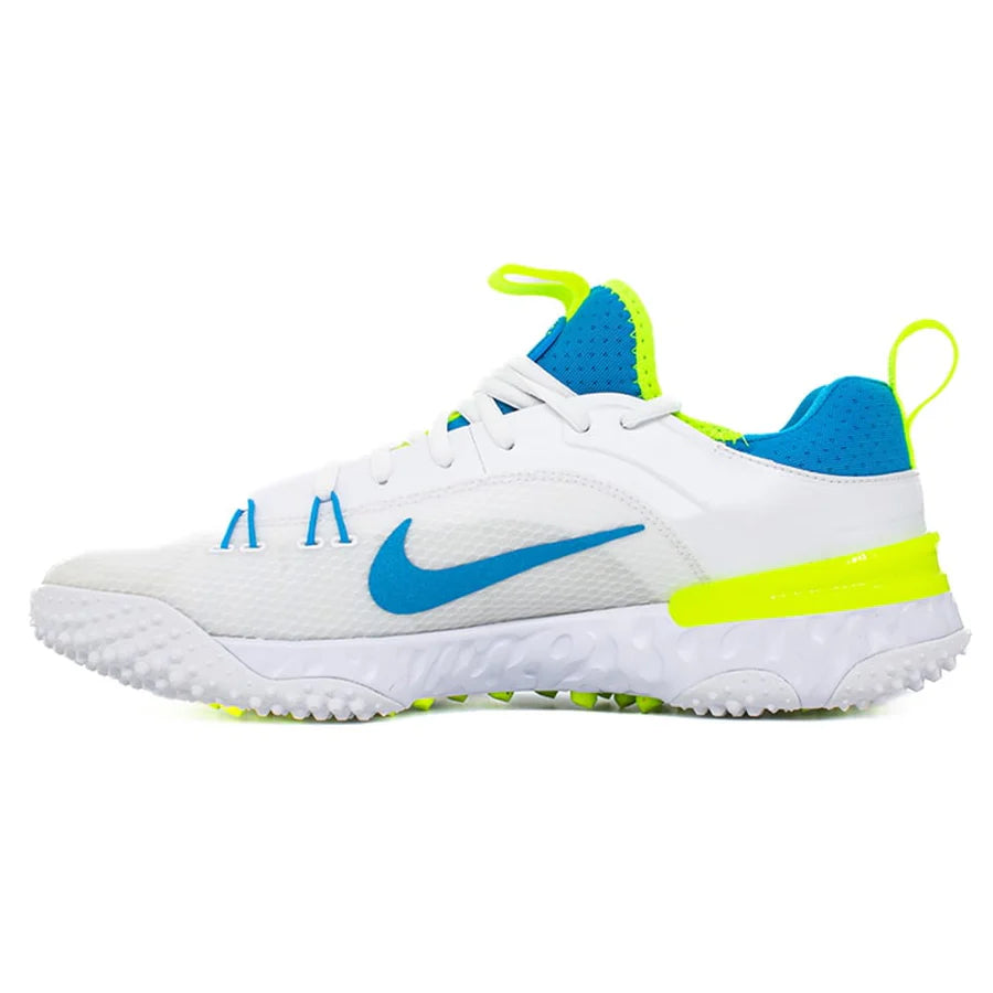 Nike Huarache 9 Elite Turf Lacrosse Cleats White/Vivid Blue/Volt