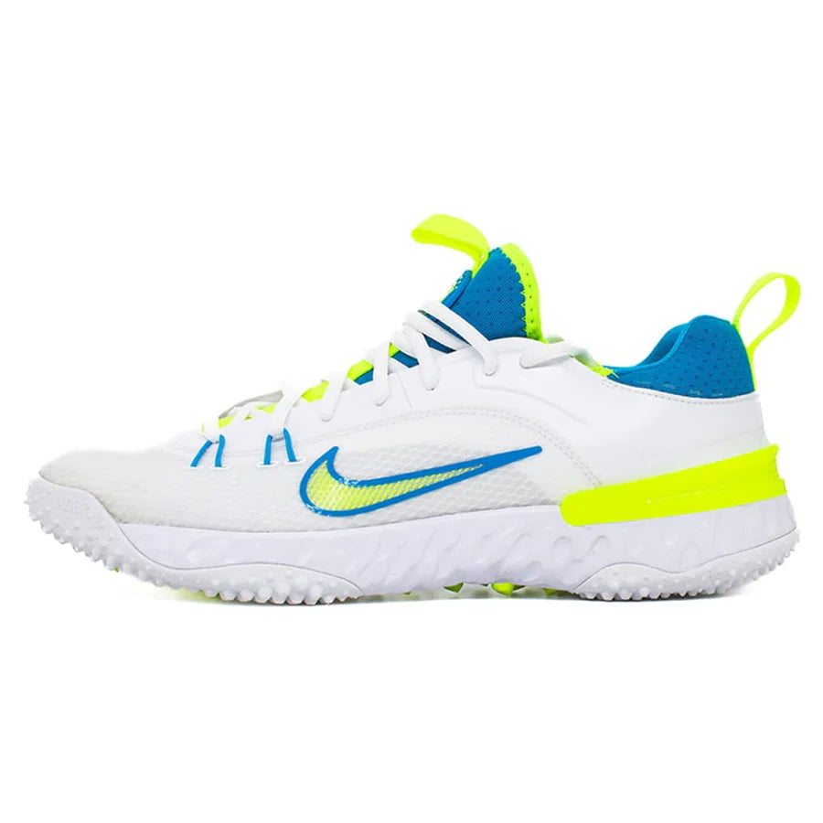 Nike Huarache 9 Elite Turf Lacrosse Cleats White/Vivid Blue/Volt