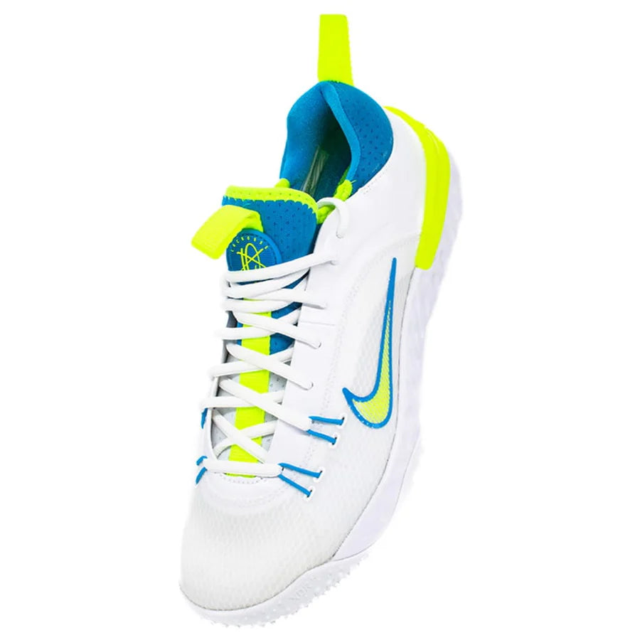 Nike Huarache 9 Elite Turf Lacrosse Cleats White/Vivid Blue/Volt