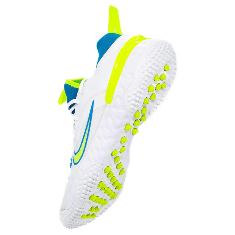 Nike Huarache 9 Elite Turf Lacrosse Cleats White/Vivid Blue/Volt