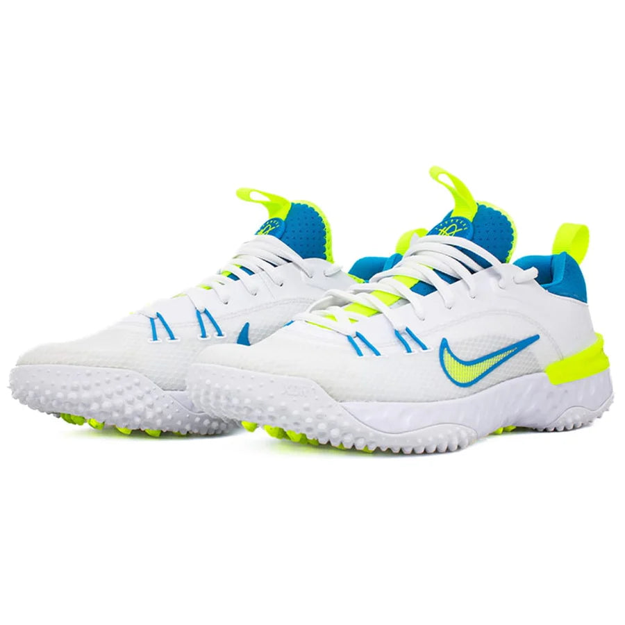 Nike Huarache 9 Elite Turf Lacrosse Cleats White/Vivid Blue/Volt