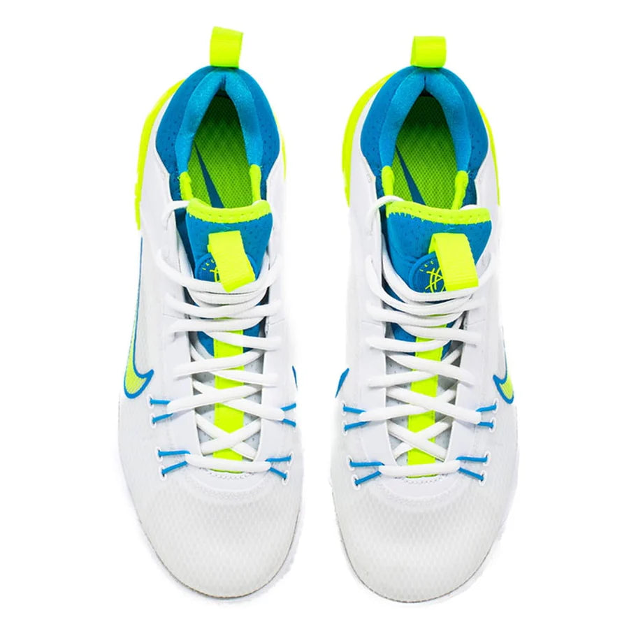 Nike Huarache 9 Elite Turf Lacrosse Cleats White/Vivid Blue/Volt