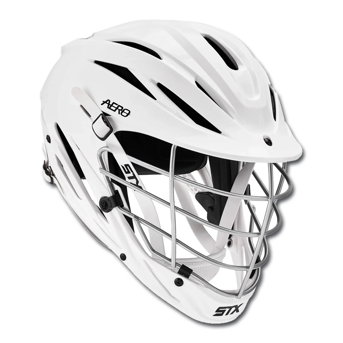 STX Aero Lacrosse Helmet - Stock Custom - White with Chrome Mask