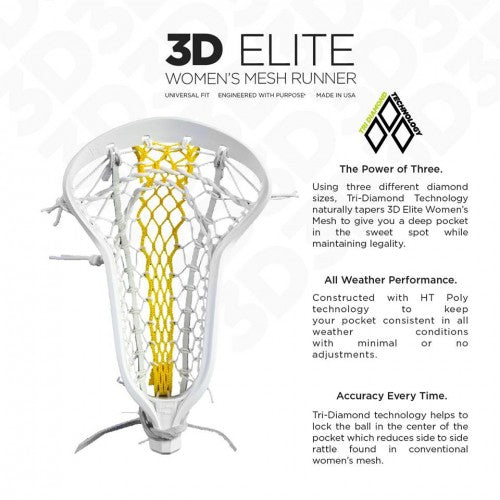 Epoch Purpose Women's Lacrosse Head strung with 3D Elite