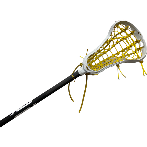 Custom STX Exult Pro Women's Lacrosse Stick with Rail Elite Pocket White/Yellow
