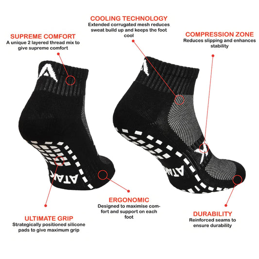ATAK Gripzlite Pro Quarter Socks Black