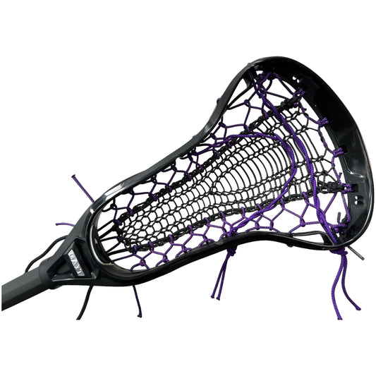 Custom Strung Gait Apex Complete Women's Lacrosse Stick with Armor Mesh Valkyrie Pocket Black/Purple