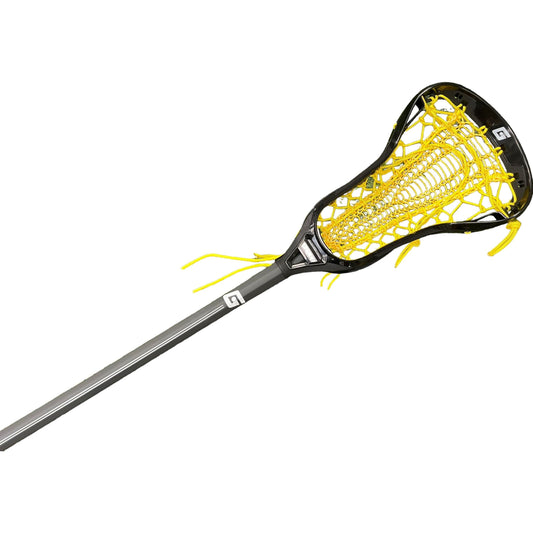 Custom Strung Gait Apex Complete Women's Lacrosse Stick with Armor Mesh Valkyrie Pocket Black/Yellow