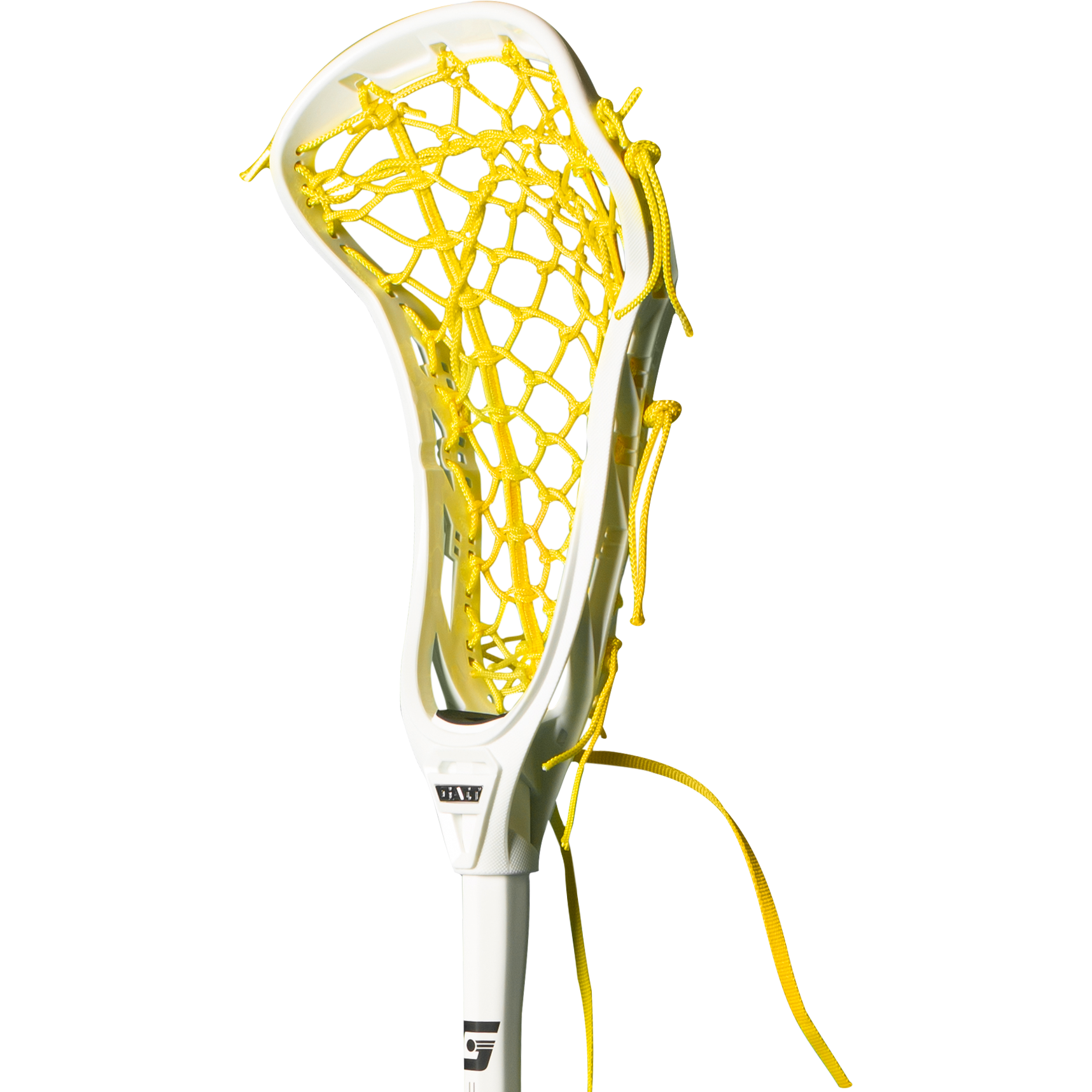 Gait Air 2 Women's Lacrosse Head with Flex Mesh White/Yellow angled view