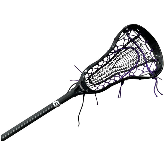 Custom Strung Gait Apex Complete Women's Lacrosse Stick with Armor Mesh Valkyrie Pocket Black/Purple
