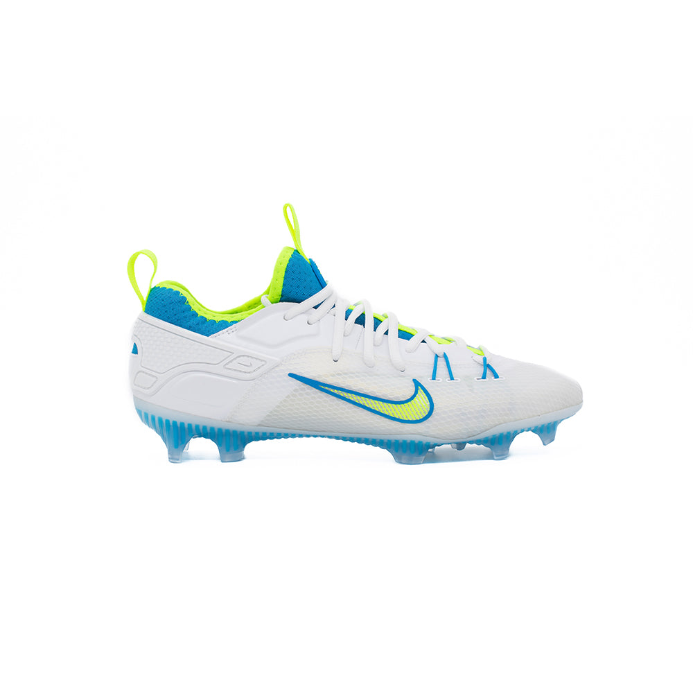 Nike Huarache 9 Elite Low Lacrosse Cleats White/Vivid Blue/Volt