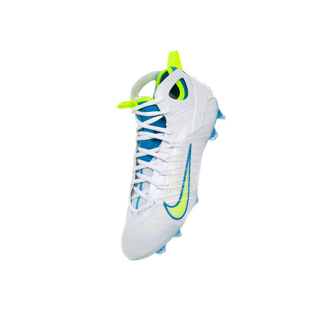 Nike Huarache 9 Elite Mid Lacrosse Cleats White/Vivid Blue/Volt