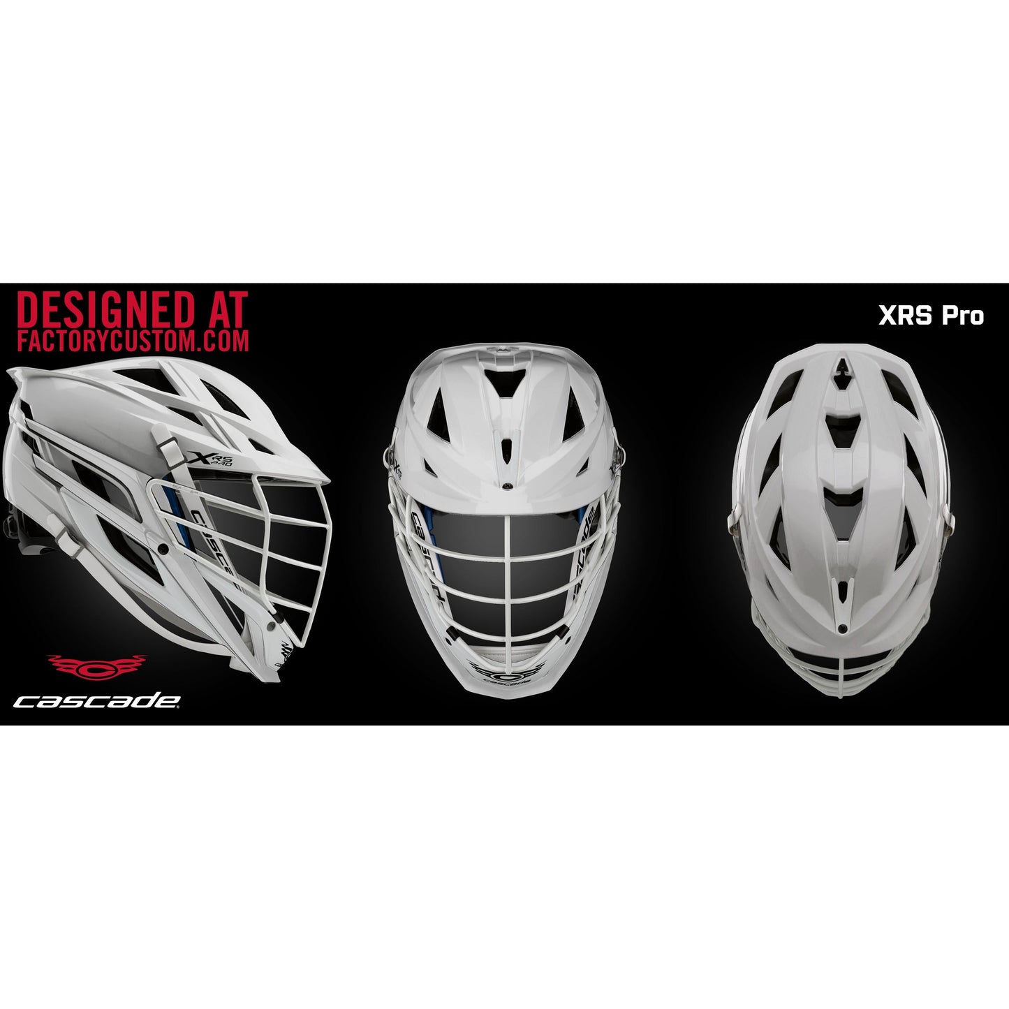 Cascade XRS Pro Lacrosse Helmet - Stock Custom - White with White Mask