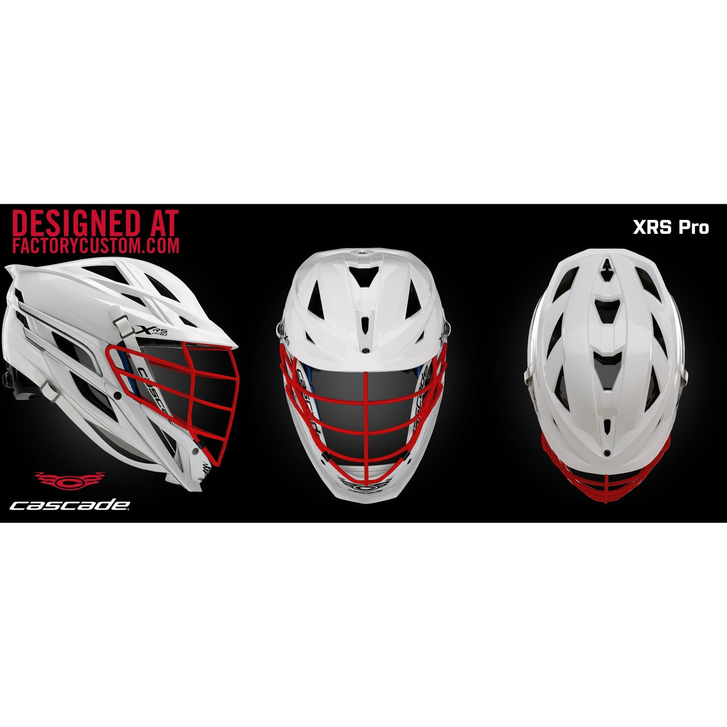 Cascade XRS Pro Lacrosse Helmet - Stock Custom - White with Red Mask