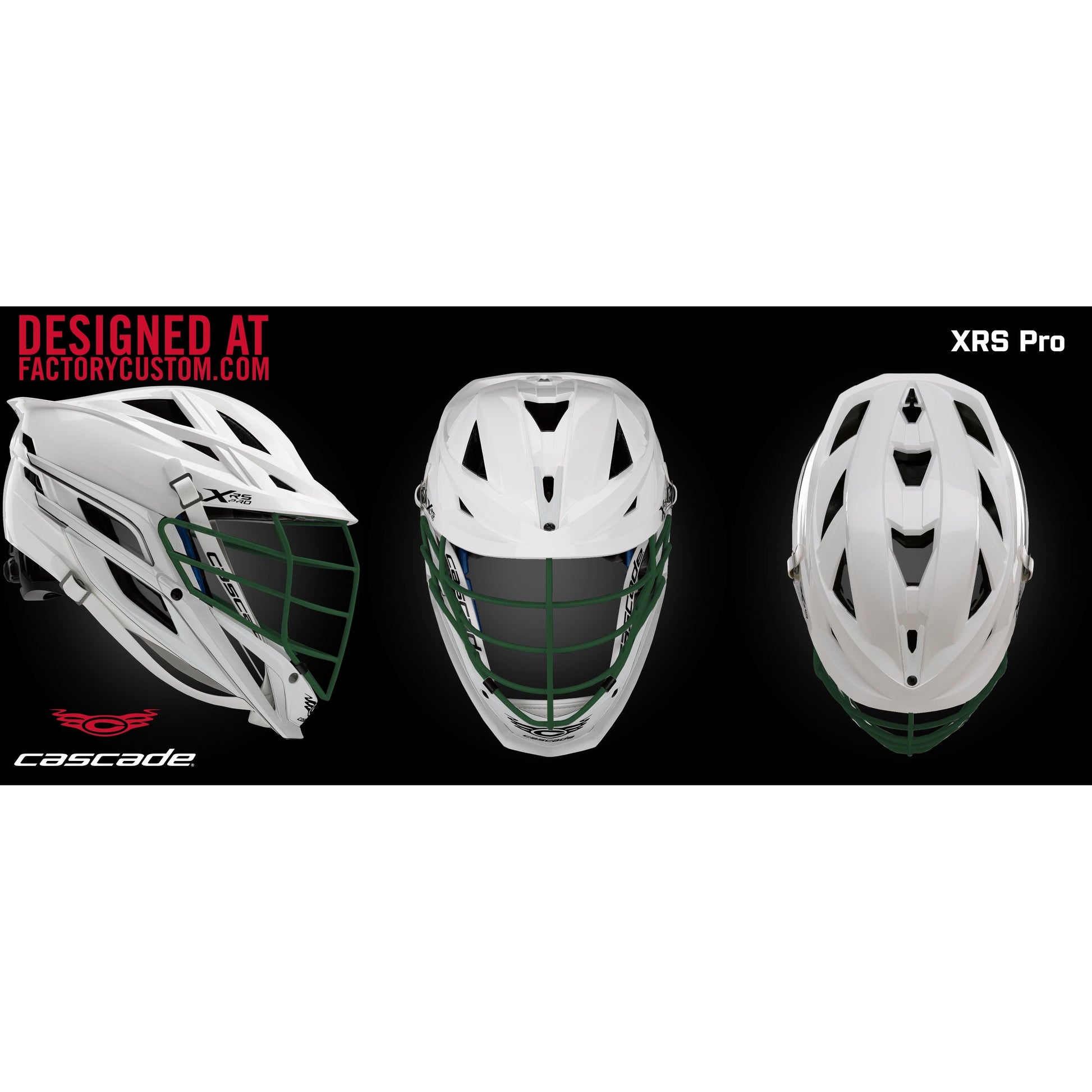 Cascade XRS Pro Lacrosse Helmet Stock Custom White with Chrome Gre