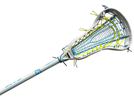 Custom Gait Apex 2 Women's Lacrosse Stick with Valkyrie Pocket White/Neon Yellow/Blue