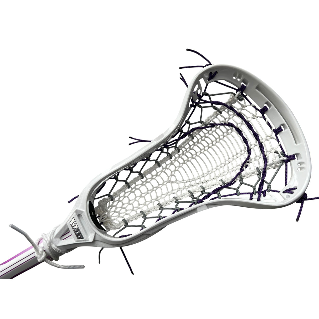 Custom Gait Apex 2 Women's Lacrosse Stick with Valkyrie Pocket White/Purple/Grey