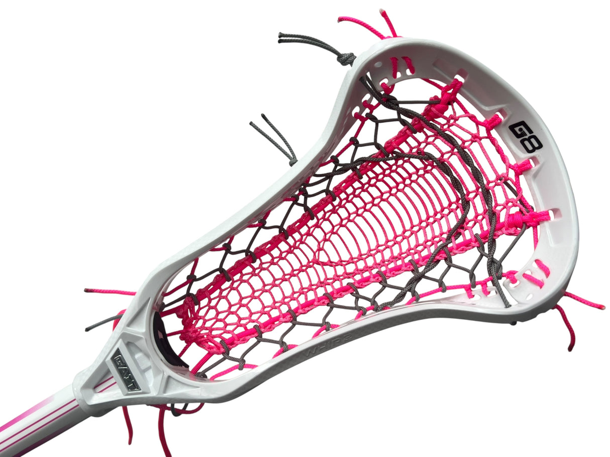Gait Whip 2 Complete Women's Lacrosse Stick with Armour Mesh Valkyrie Pocket White/Neon Pink