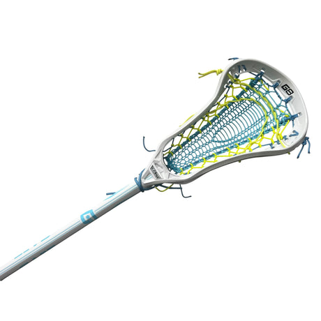 Gait Whip 2 Complete Women's Lacrosse Stick with Armour Mesh Valkyrie Pocket White/Neon Yellow/Blue