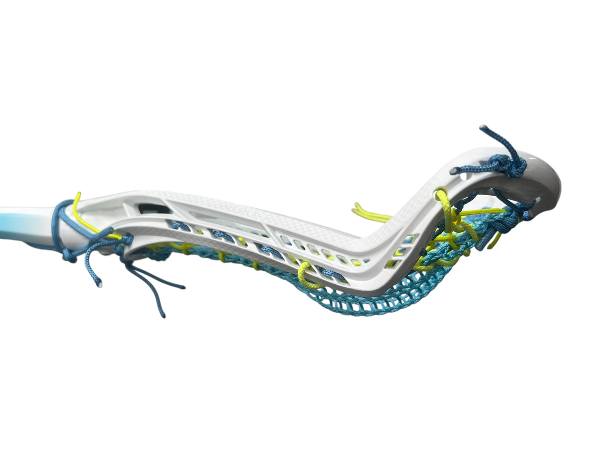 Gait Whip 2 Complete Women's Lacrosse Stick with Armour Mesh Valkyrie Pocket White/Neon Yellow/Blue