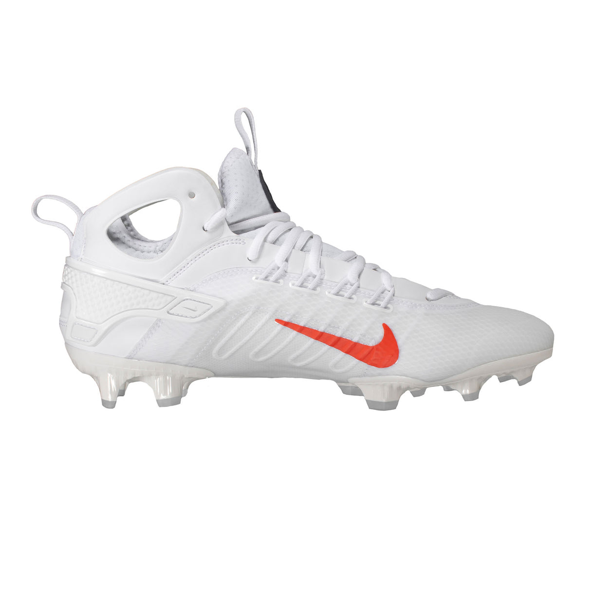 Nike Huarache 9 Elite Mid Lacrosse Cleats White/Team Orange