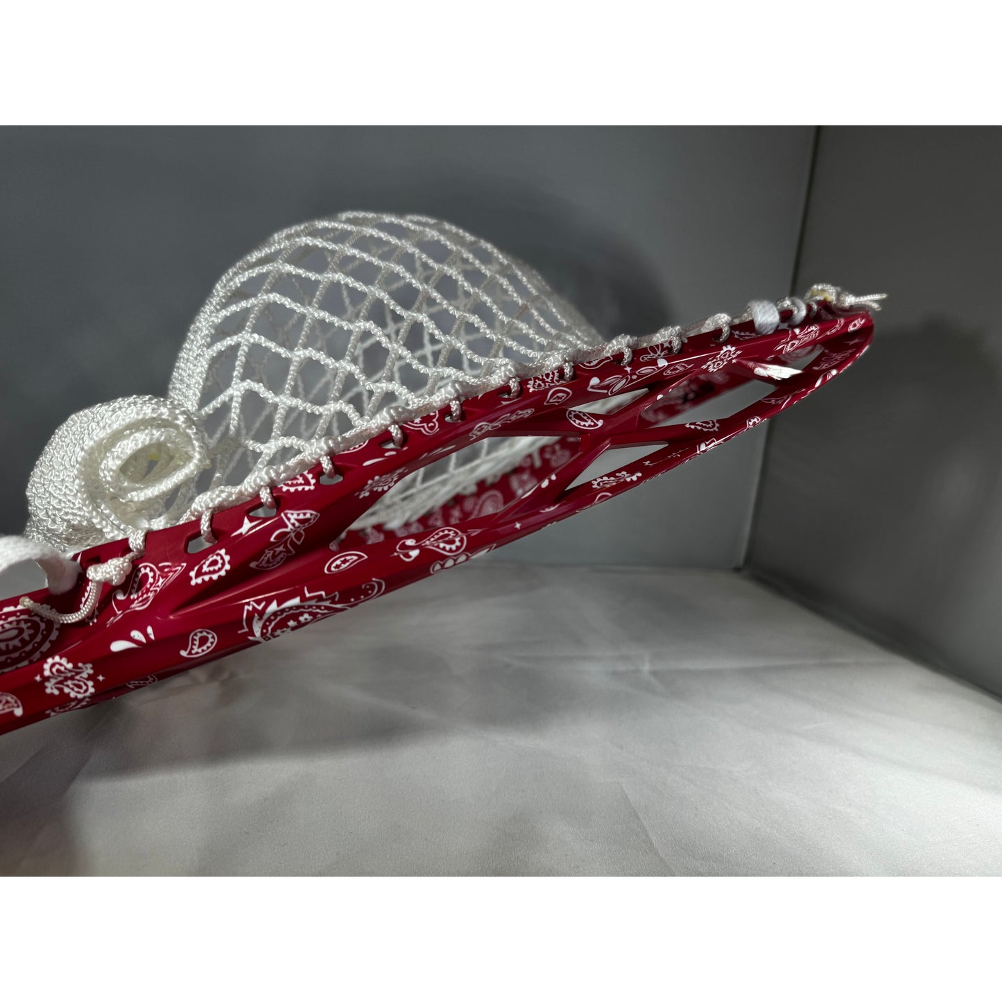 Custom Red Paisley Dyed STX Lacrosse Eclipse 3 Goalie Head with 11D Eclipse Mesh