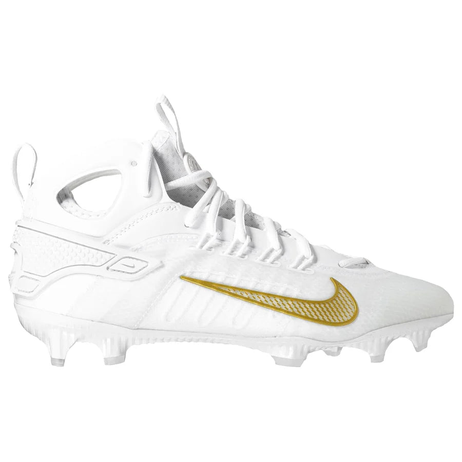 Nike Huarache 9 Elite Mid Lacrosse Cleats White/Vivid Gold