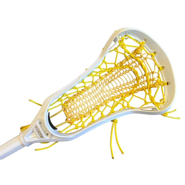 Custom Gait Whip Complete Women's Lacrosse Stick with Valkyrie Pocket White/Yellow