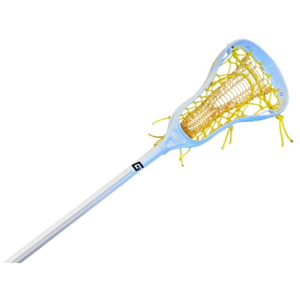 Custom Strung Gait Apex Complete Women's Lacrosse Stick with Armor Mesh Valkyrie Pocket White/Yellow