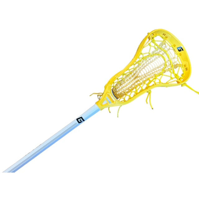 Custom Strung Gait Apex Complete Women's Lacrosse Stick with Armor Mesh Valkyrie Pocket Yellow/Yellow