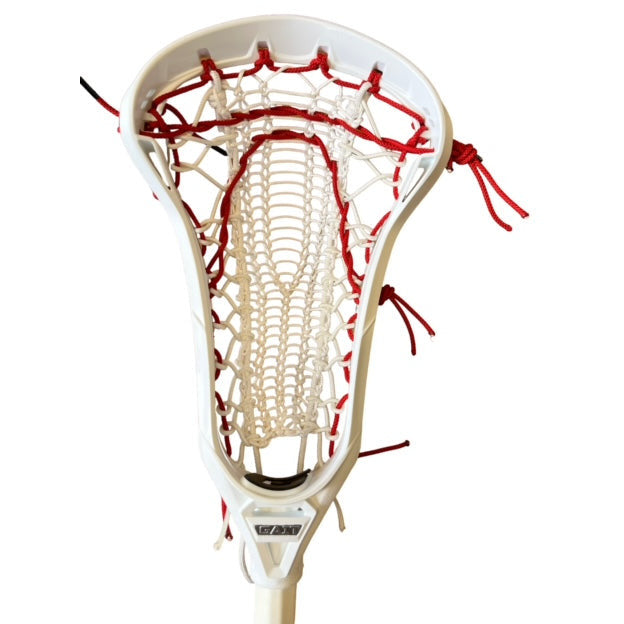 Custom Strung Gait Whip Complete Women's Lacrosse Stick with Valkyrie Pocket White/Red
