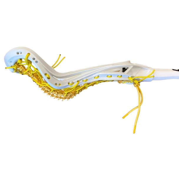 Custom Strung Gait Apex Complete Women's Lacrosse Stick with Armor Mesh Valkyrie Pocket White/Yellow