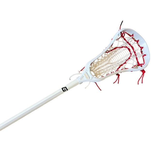 Custom Strung Gait Whip Complete Women's Lacrosse Stick with Valkyrie Pocket White/Red