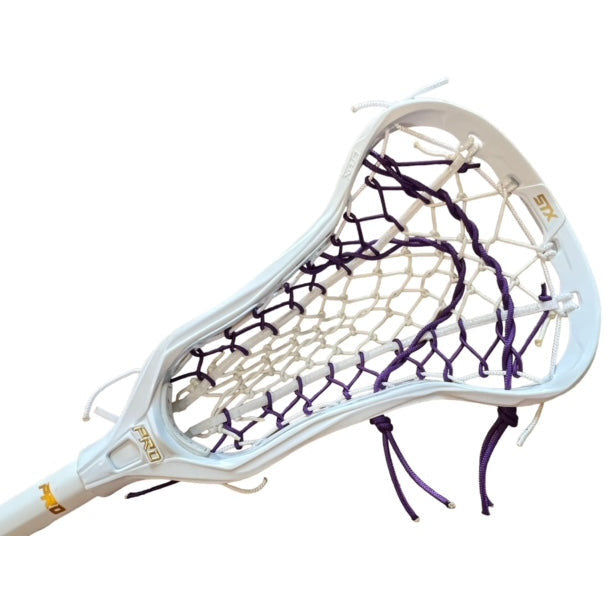 Custom STX Crux Pro Elite Complete Women's Lacrosse Stick with Flex Mesh White/Purple White Head White Mesh Purple Strings