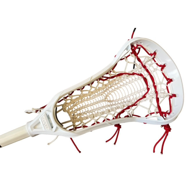 Custom Strung Gait Whip Complete Women's Lacrosse Stick with Valkyrie Pocket White/Red White Mesh Red Strings